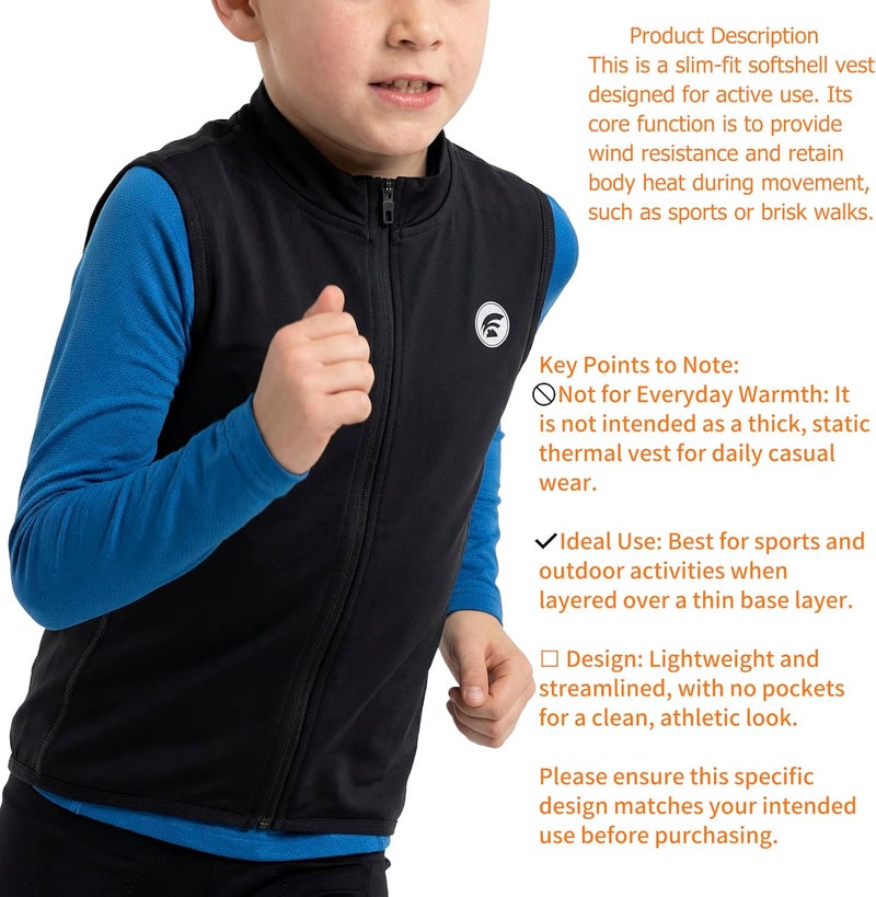 IAGUSOT Kids Softshell Vest Windproof Warm & Breathable, for Cycling, Running, Soccer, Equestrian, Golf, Outdoor Travel - Image 3